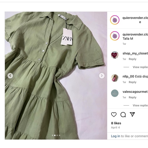 ZARA NWT linen Blend Green Dress - Picture 3 of 6